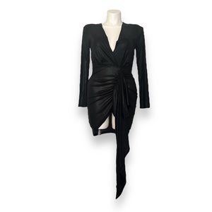Love & Lemonade Plunging Ruched Draped Dress